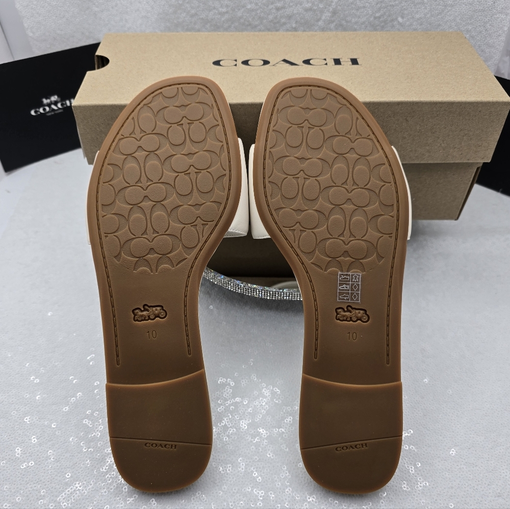 Coach Leather Slide Slip-on Sandle Elegant Silhouette Women's 10 Color Chalk - Picture 9 of 9
